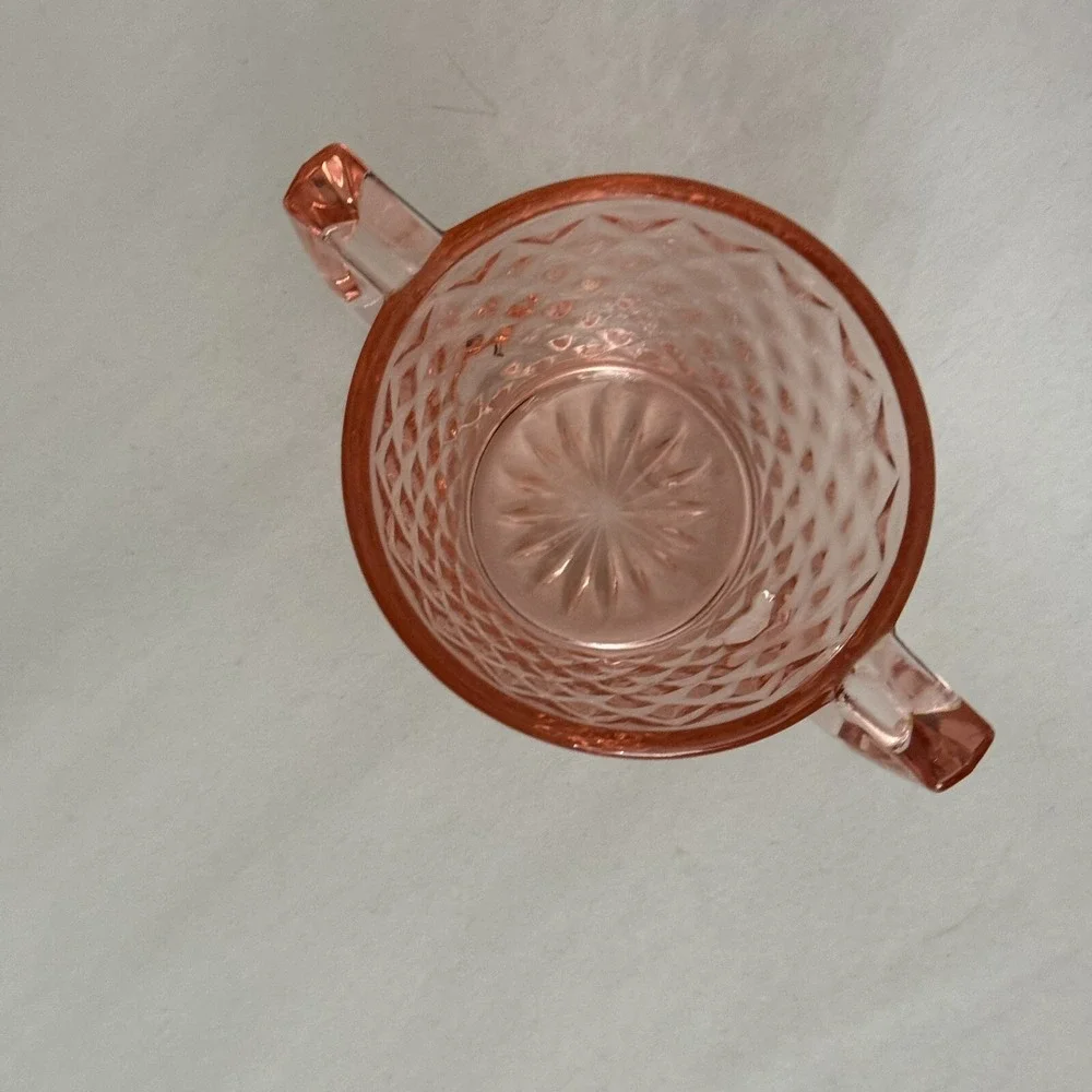 Imperial‎ Glass Pink Depression Sugar Bowl Diamond Quilted